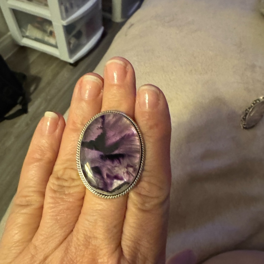 Amethyst Stone Statement Ring Sterling Silver - image 1